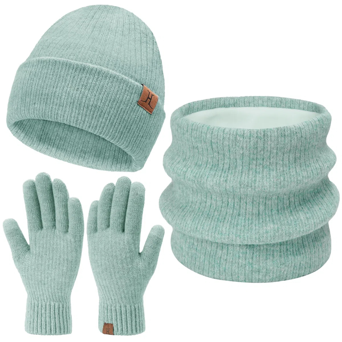 Donna Uomo Invernale Termici Cappello Sciarpa Touch Screen Guanti Set con Fodera in Pile, Invernali Berretto in Maglia Scaldacollo Regalo