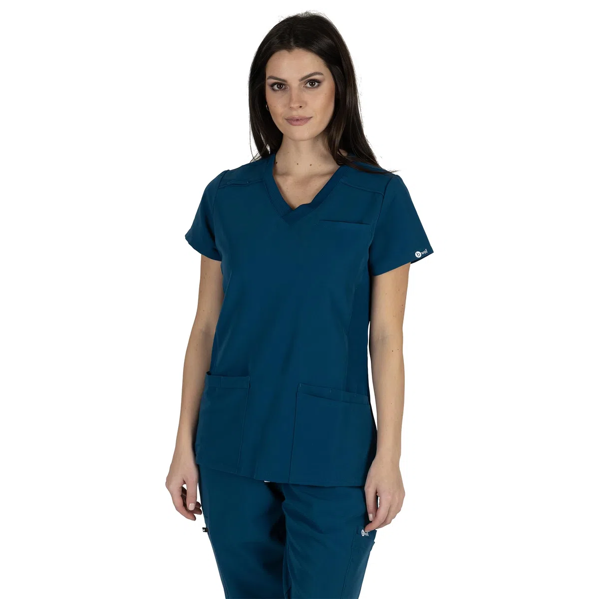 B-well Julia Casacca Medico Donna Divisa Sanitaria Uniforme Infermiera Maniche Corte Spandex