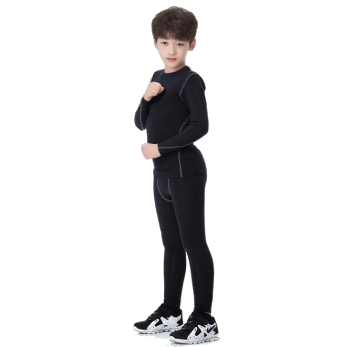 Biancheria Intima Termica Ragazzi Traspirante Asciugatura Rapida Bambini Maniche Lunghe Sportiva Sets (Grey-A,28/10-11Years)