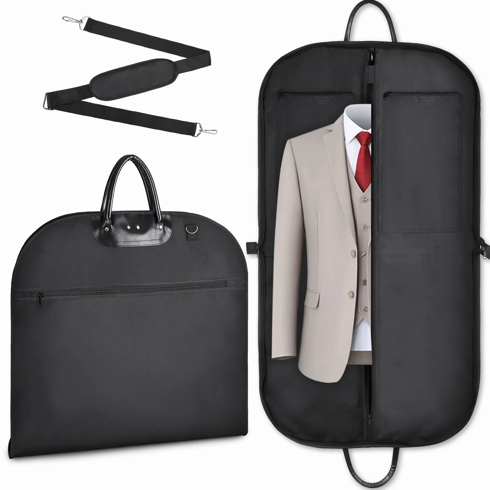 ecooe Porta Abiti da Viaggio 110 x 60cm, Custodia Abiti con Scomparto per Tracolla, Anti-rughe per Borsa per Abiti, Ispessimento per Custodia per Vestiti, per Viaggi d'affari Viaggi Matrimoni Feste