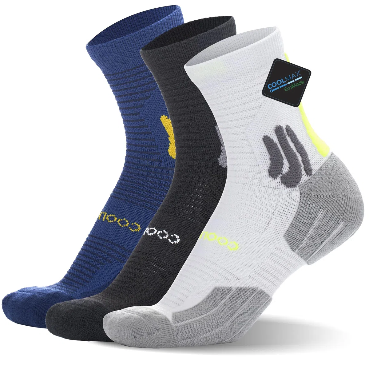 BRISIRA Coolmax Bamboo 3 Paia Calzini Running Uomo Donna, Calze Sportive Compressione, Traspiranti Imbottita Anti-Vesciche Estivi Assorbimento Umidità, Trekking Sport Corsa, Taglia 35-51
