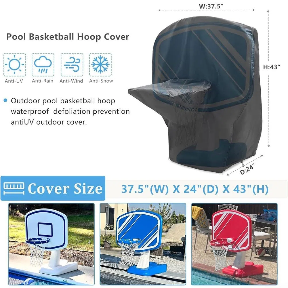 Copertura per canestro da basket, impermeabile, antipolvere, in tessuto, con manici con cerniera, cinghie resistenti al vento, 94 x 61 x 109 cm (600D)