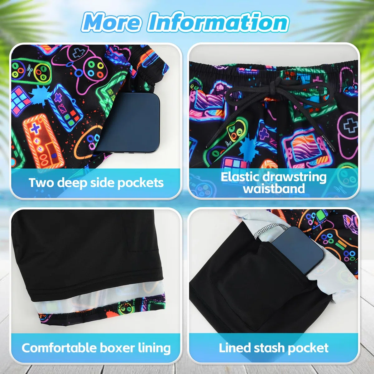 Pantaloncini da Bagno Bambino, Costume da Bagno per Surf sulla Spiaggia, Bambini a Compressione ad Asciugatura Rapida Corti per Nuoto, Surf, Immersioni, Eleganti Pantaloncini da Spiaggia