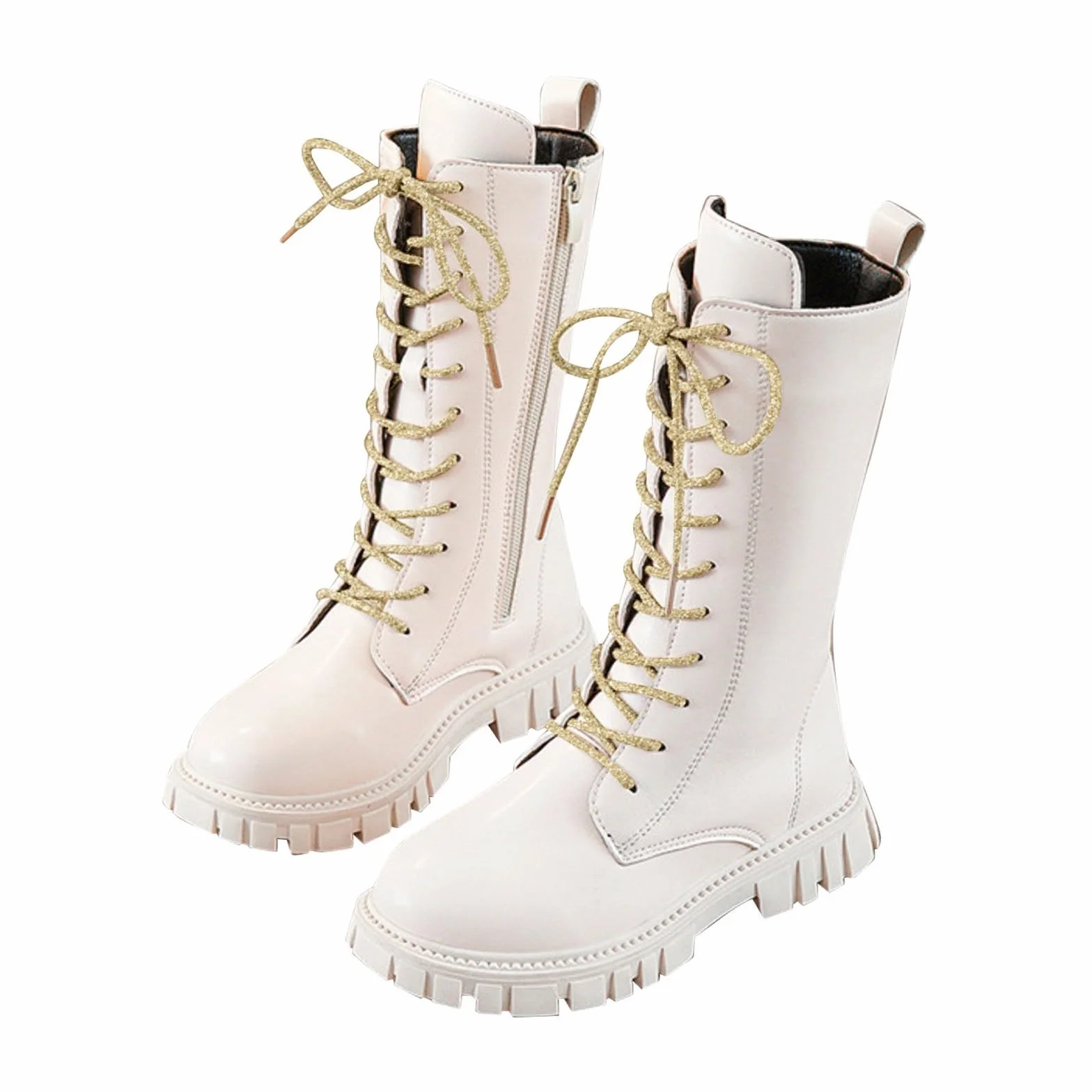 Stivaletti Bambina Scarpe Alta Anfibi Stringati Eleganti Moda Ragazza Stivali Sportivi Outdoor Camminata Leggeri Autunno Inverno Combat Boots