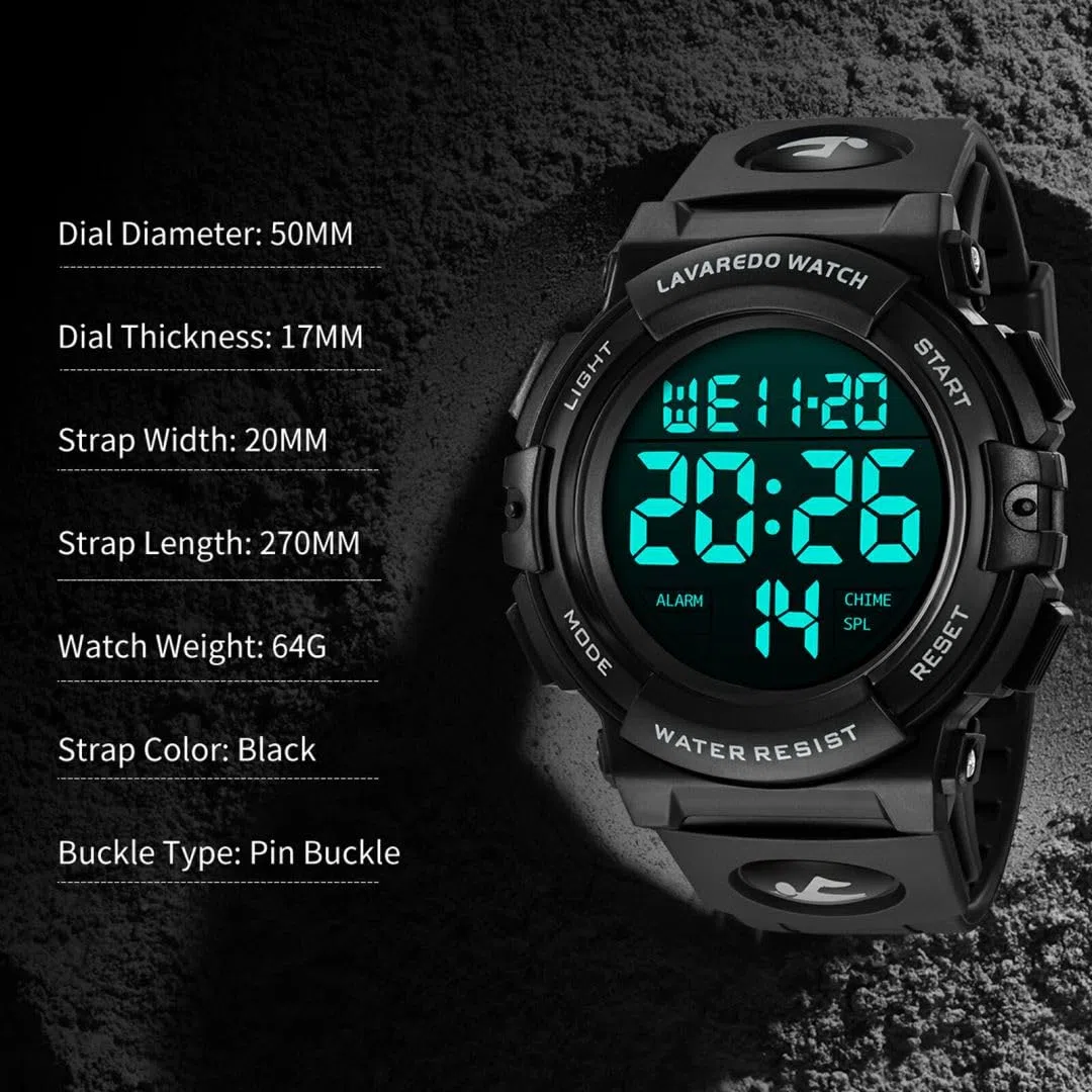 BEN NEVIS Orologio Digitale da Uomo Orologio Sportivo Militare 5ATM Impermeabile Cronografo Militare Orologio da Polso per Uomo con Retroilluminazione a LED Sveglia Data/Antiurto
