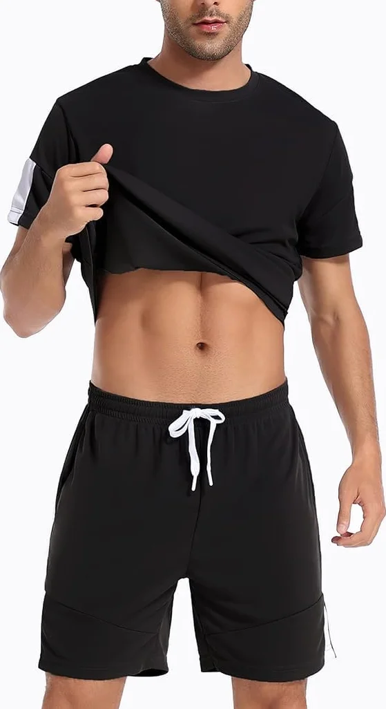 Litherday Completo Sportivo Uomo Estivo con Maglietta a Manica Corta e Pantaloncini con Tasche per Jogging Palestra S-XXL