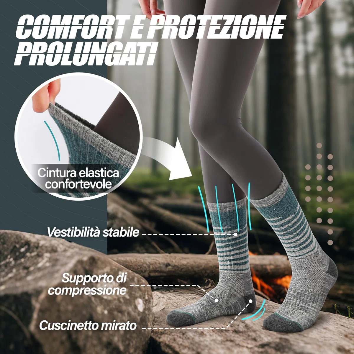 ANTSANG Calzini Unisex in Lana Merino per Donna Uomo Trekking Camminate Termici Caldi Spessi per Inverno con Taglio Alto 5 Paia