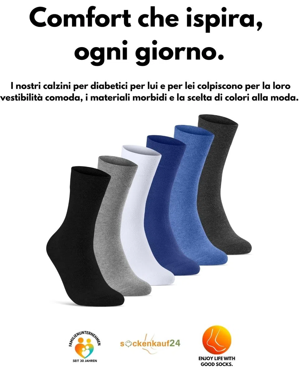 sockenkauf24 10 Paia Calze Diabetici senza Elastico Uomo Donna Cotone senza Cucitura