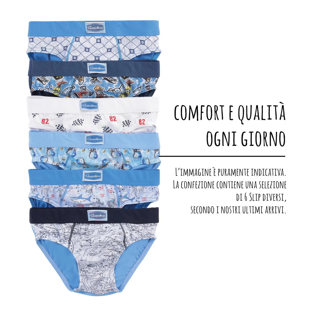 Slip Bambino Ragazzo 6 Pezzi Fantasia Cotone