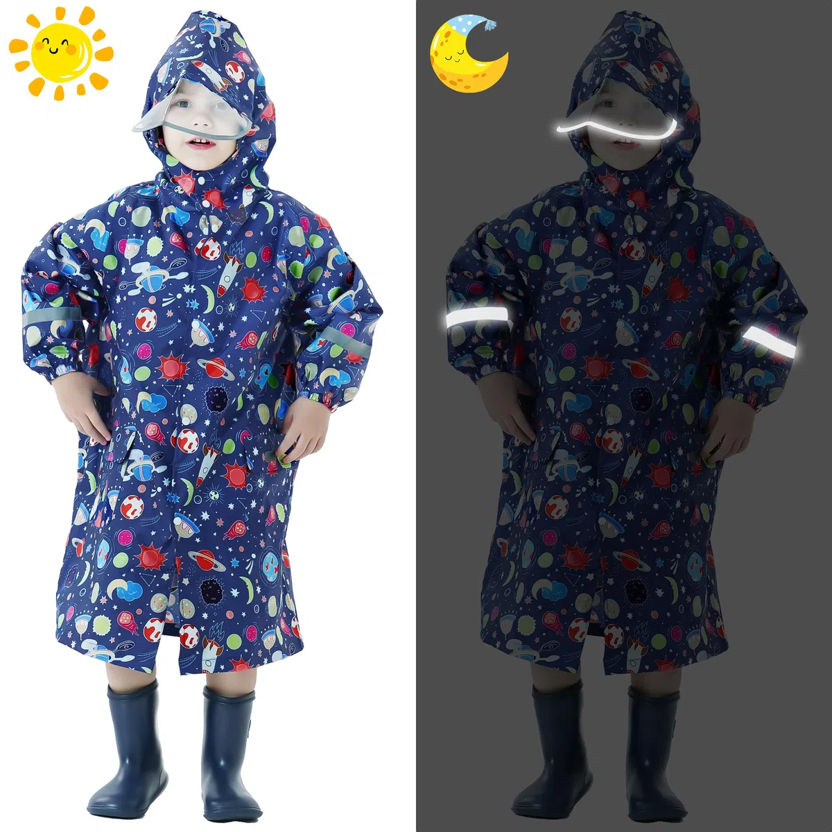 Impermeabile Bambina Poncho Antipioggia Leggero Cappuccio Mantella Antipioggia Portatile Poncho Pioggia Giacca Impermeabile Ragazze 3-12 Anni