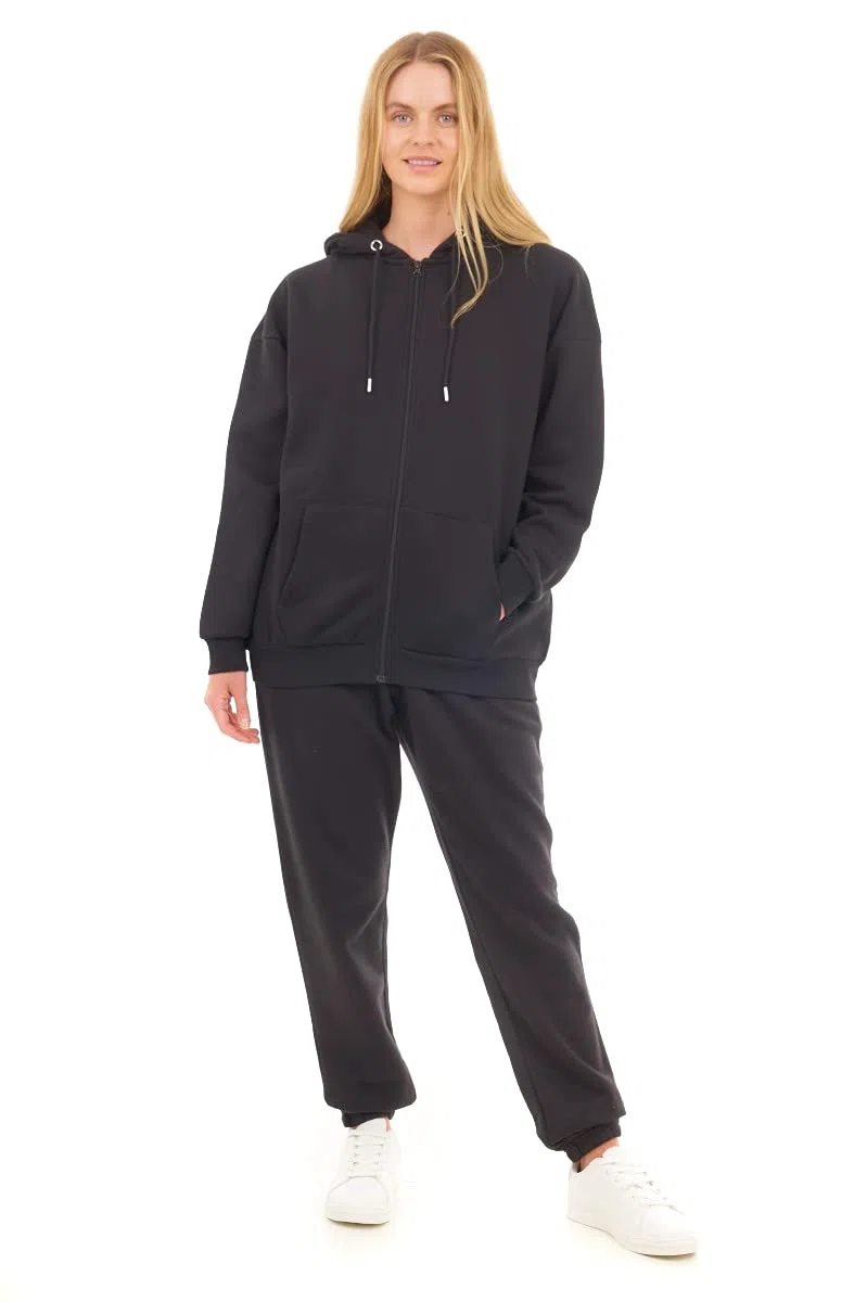 M17 Felpa con Cappuccio Casual da Donna con Cerniera Oversize Riciclata (S, Grigia)