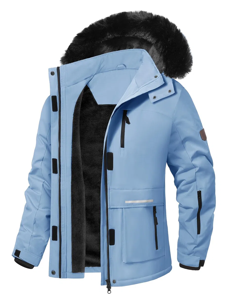 Voqeen Giacca Sci Donna Inverno Impermeabile Neve Giubbotto Invernale Montagna Antivento Pile Giacca Neve con Cappuccio Staccabile per Donne