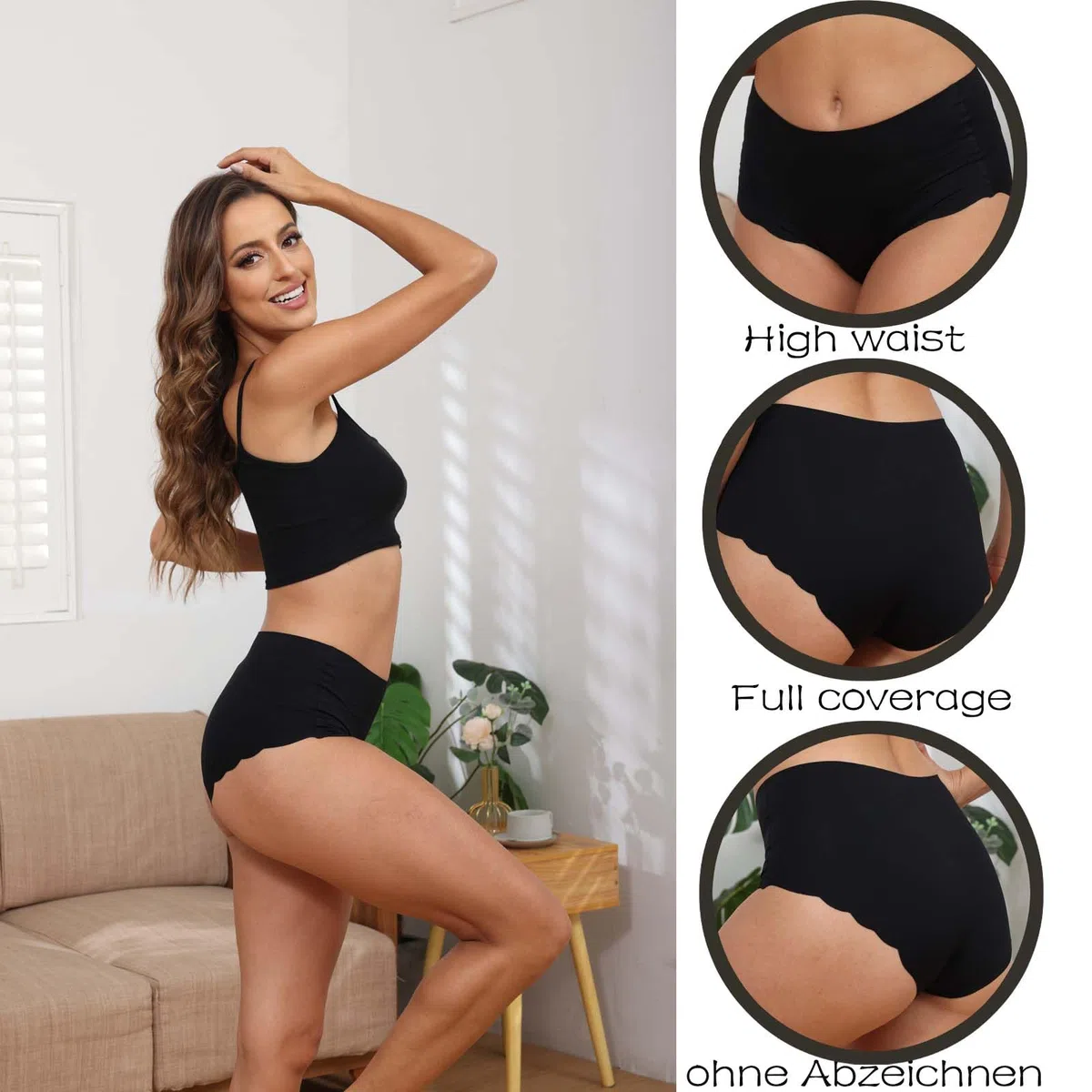 Slip Donna Senza Cuciture,Mutande Donna Vita Alta,Microfibra Culotte Donna Invisibili,Morbide Intimo Sexy Donna,Elasticizzate Comode Mutandine Donna Briefs Pacco da 4(S-3XL)