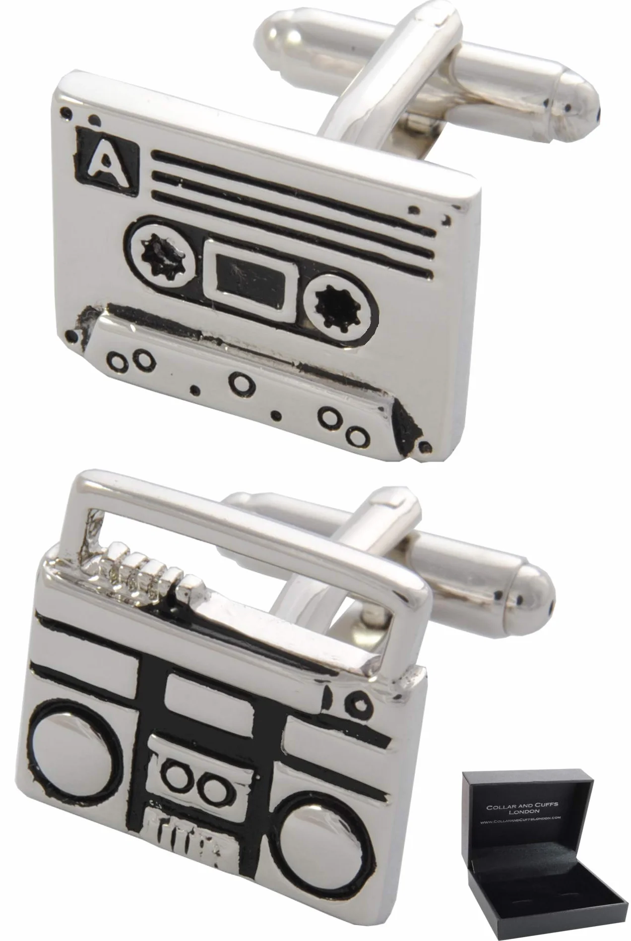 Cufflinks for Men Music - with Box - Novelty Metal Designer Fun Cufflinks - Solid Brass Metal - Music and Film - One Pair