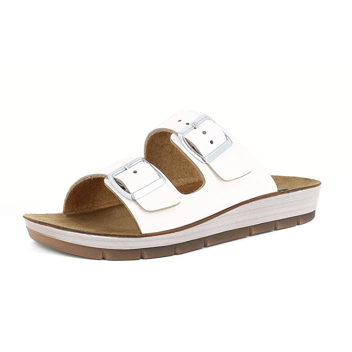 inblu Ciabatte Donna A Doppia Fascia Con Maxi Fibbie E Plantare In Vera Pelle, Dal 35 Al 41 Sandali a ciabattaDonna