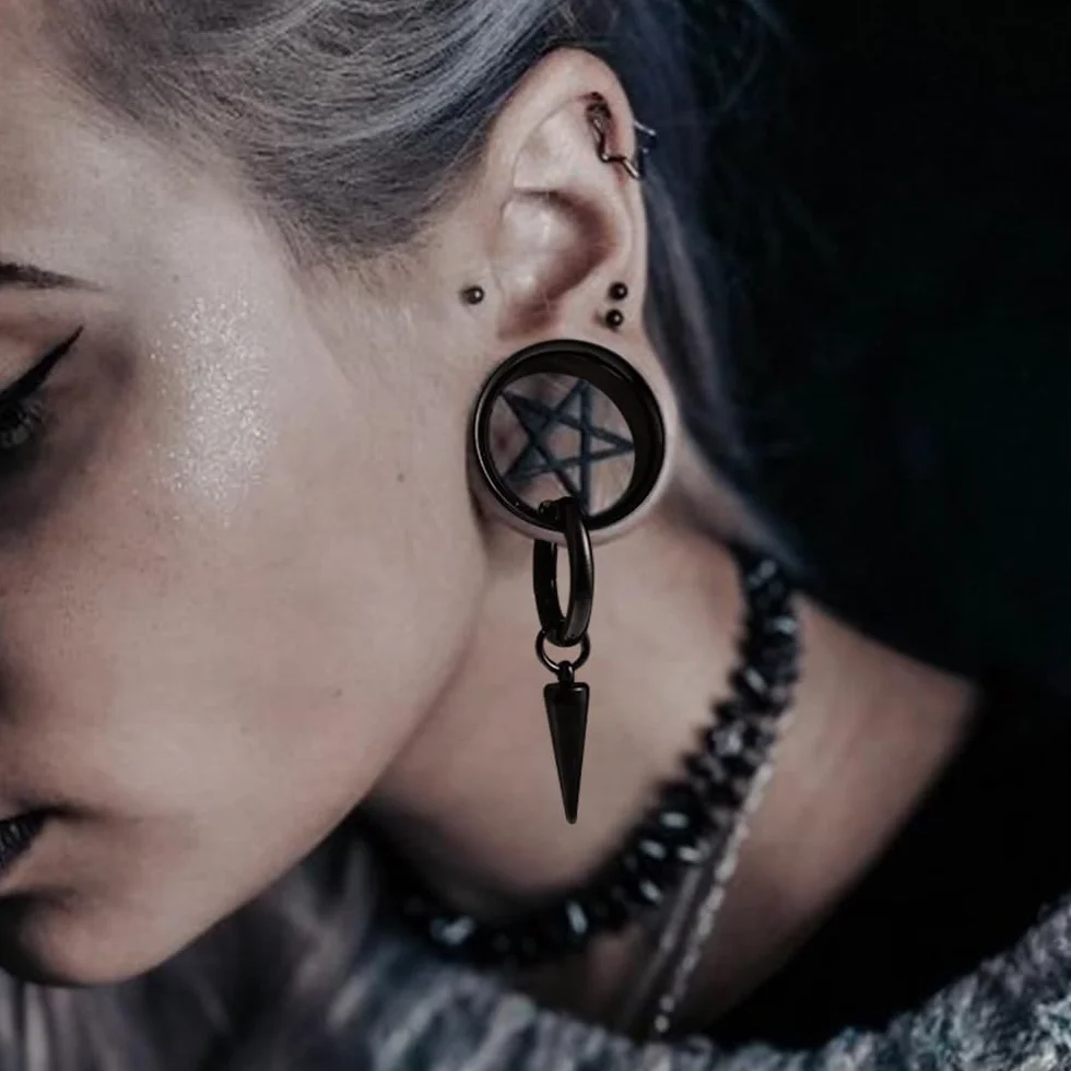 DOEARKO Dilatatori Lobo 1 Paia Dilatatore Piercing Orecchio in Acciaio Inossidabile Nero Cerchio Ear Stretching Piercing Corpo Gioielli per Uomini e Donne 8-22mm