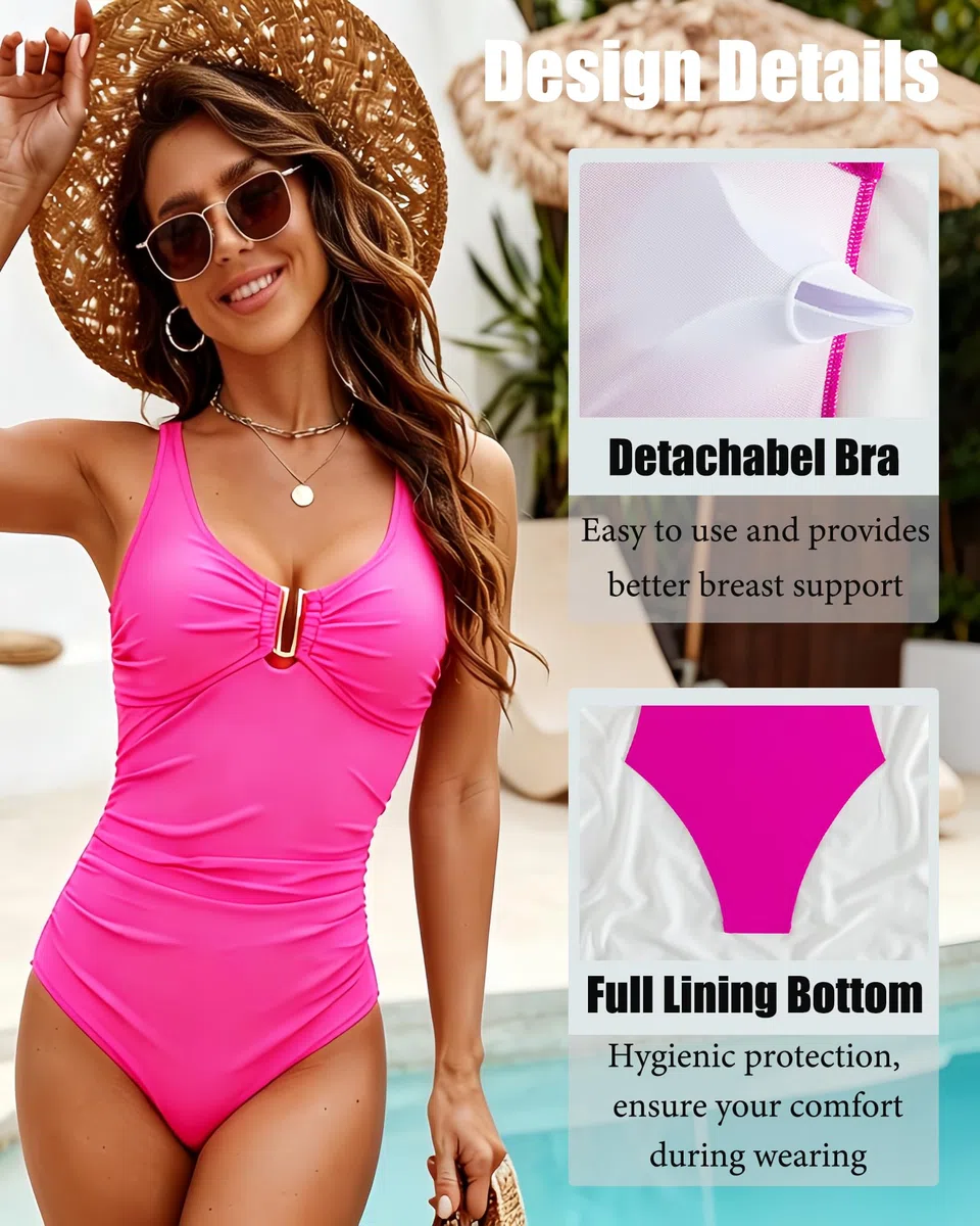 Costume da Bagno Intero Donna Scollo a V Curvy Costumi Elegante Pancia Ruched Push up Beachwear Monokini Controllo della Pancia Vintage Sexy Vita Alta Swimsuit Slim Un Pezzo Spiaggia Swimwear