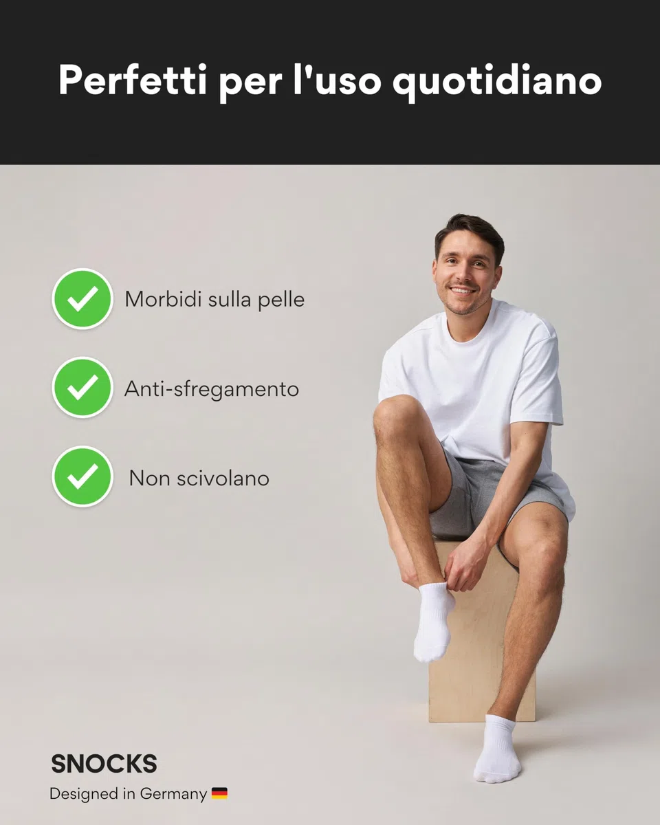 Snocks 6 Paia Calze Sneaker Traspiranti in Cotone Organico per Uomo e Donna - Taglie 35-50