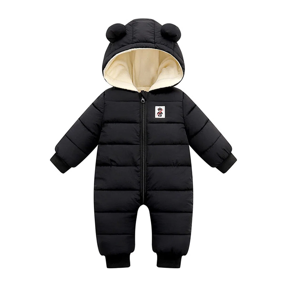 Generico Bambino Ragazze Ragazzi Tuta da Neve Pagliaccetto Inverno Cappotto Neonato Spessa Cerniera Tuta Neonato Antivento con Cappuccio Pile Capispalla 0-18 Mesi