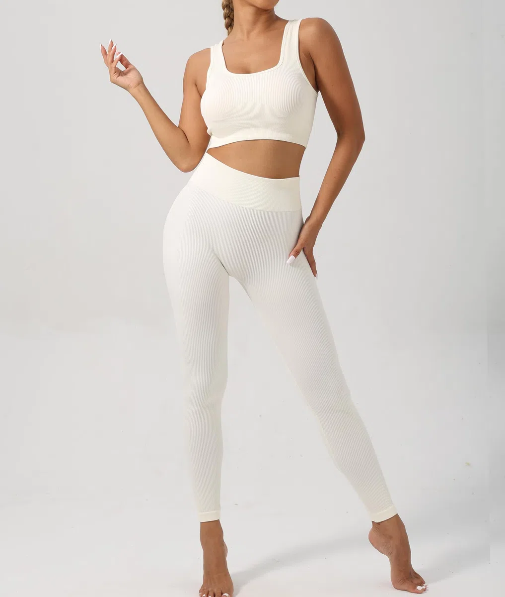 SHEKINI Completo Palestra Donna Set di Abbigliamento Yoga Reggiseno Sportivo+Leggings 2 Pezzi Sportiva Top Corto Fitness Activewear