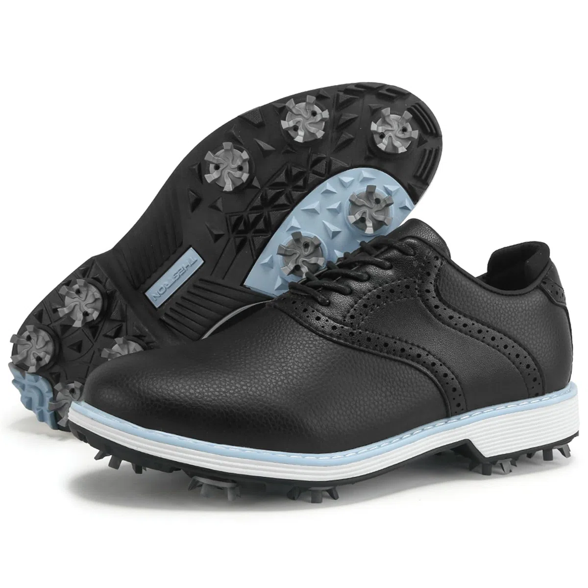 Scarpe da Golf Professionali da Donna con Borchie Scarpe da Lavoro in Pelle con Lacci Impermeabili Antiscivolo E Comode