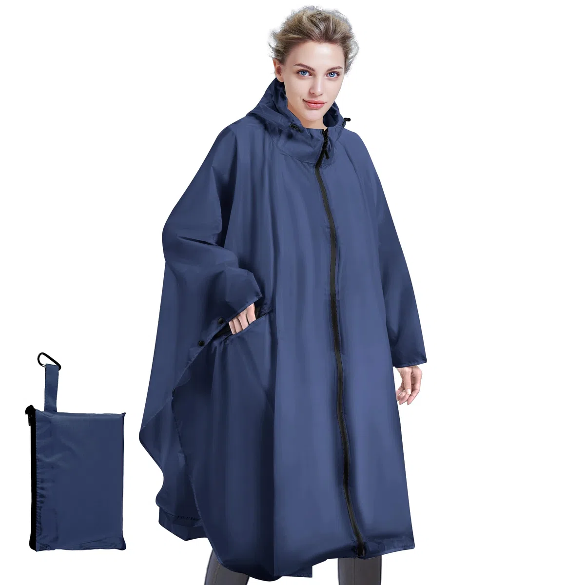 Poncho Antipioggia, Giacca Antipioggia Unisex da Donna, Impermeabile con Cappuccio con Cerniera Poncho Antipioggia Riutilizzabile per Escursioni Campeggio Ciclismo Attività All'aperto