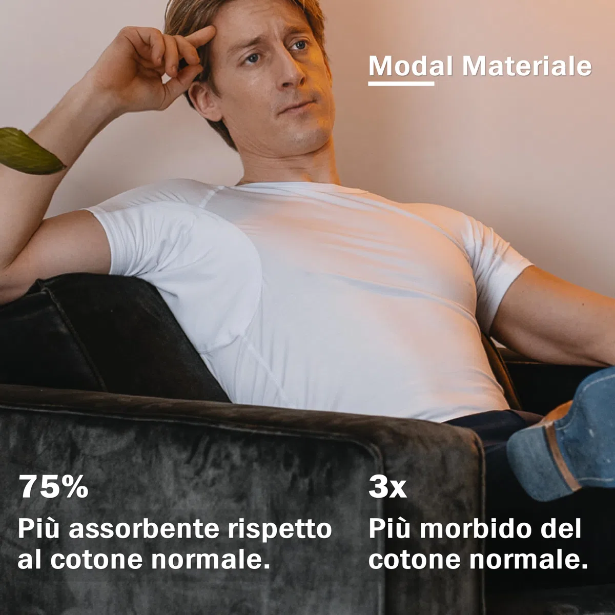 Maglia Anti Sudore - T-Shirt Contro Le Macchie di Sudore - Canotta antisudore - T Shirt Uomo - con ArmPads PRO e Trattamento Silver - Maglia Intima Uomo - Girocollo