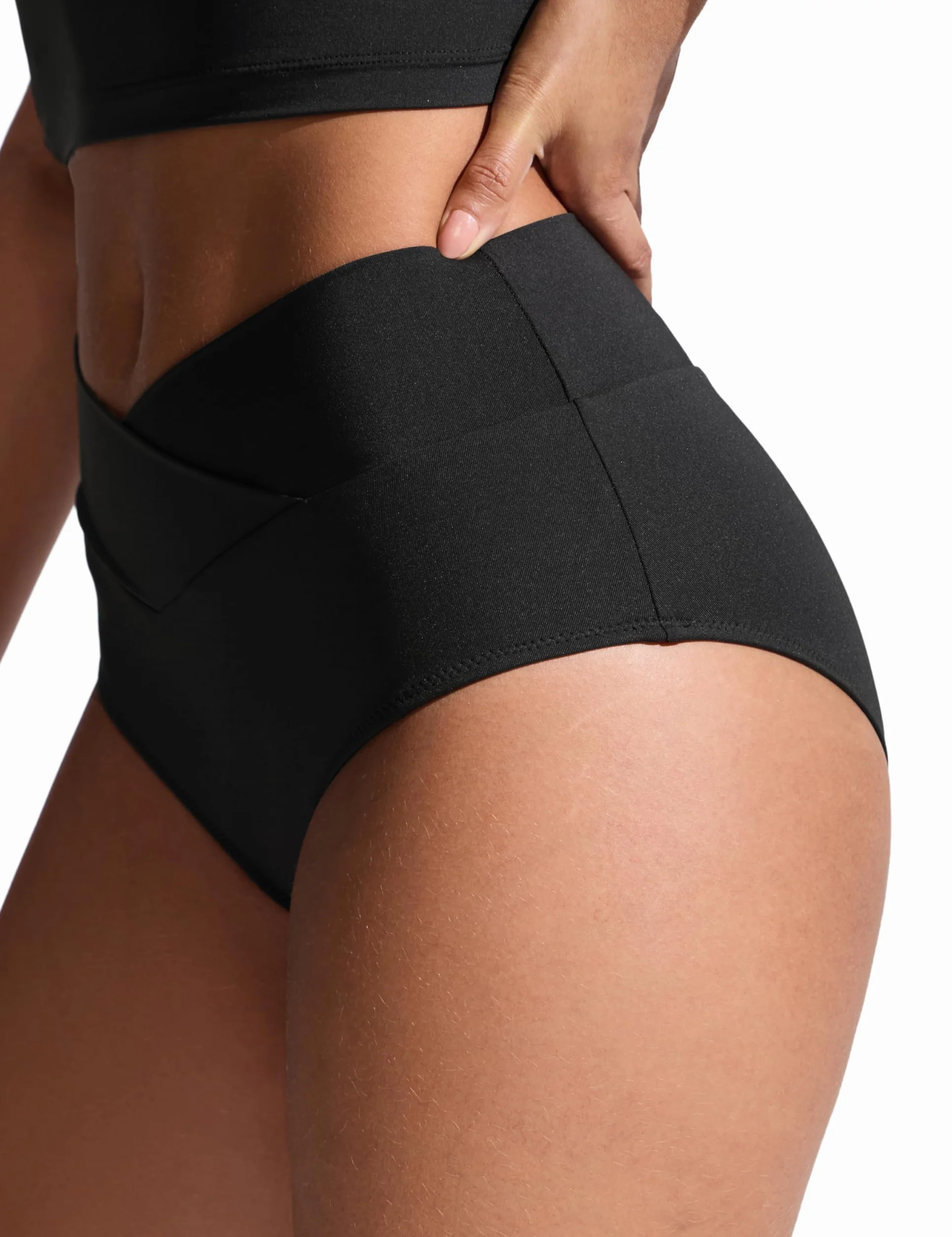CRZ YOGA Donna Taglio a V Bikini Bottom Vita Alta Incrociata Davanti Costume da Bagno Bottoms Copertura Totale