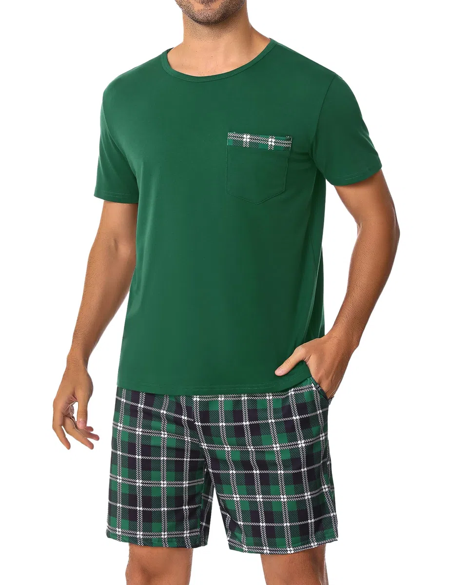 Pigiama Uomo Cotone Pigiami Uomo Estivi Pigiama Uomo Estivo 2 Pezzi Pigiama Maniche Corte Uomo Leggero e Morbido S-3XL
