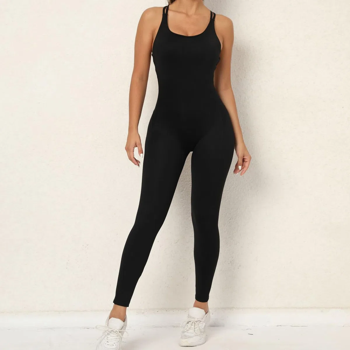 Jumpsuit Donna Tutina Sportiva Tuta Estiva Intera Aderente con Spalline Incrociate Body Pantaloni Lungo Completo Sportivo Elegante per Fitness Yoga Palestra