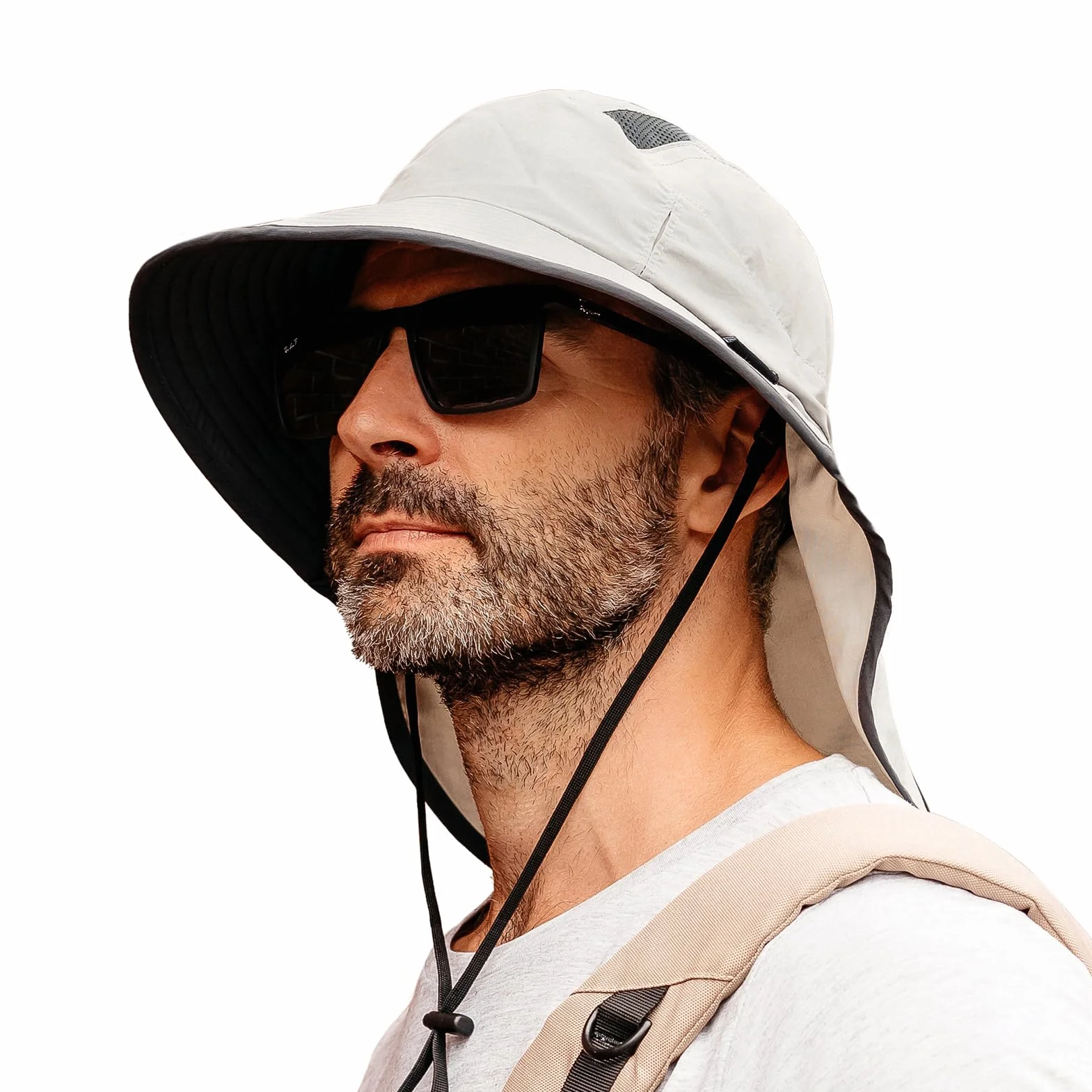 TOP-EX XL/XXL, cappello da sole unisex da uomo, a tesa larga, con protezione per il collo, porta occhiali da sole, cappello estivo, impermeabile e pieghevole