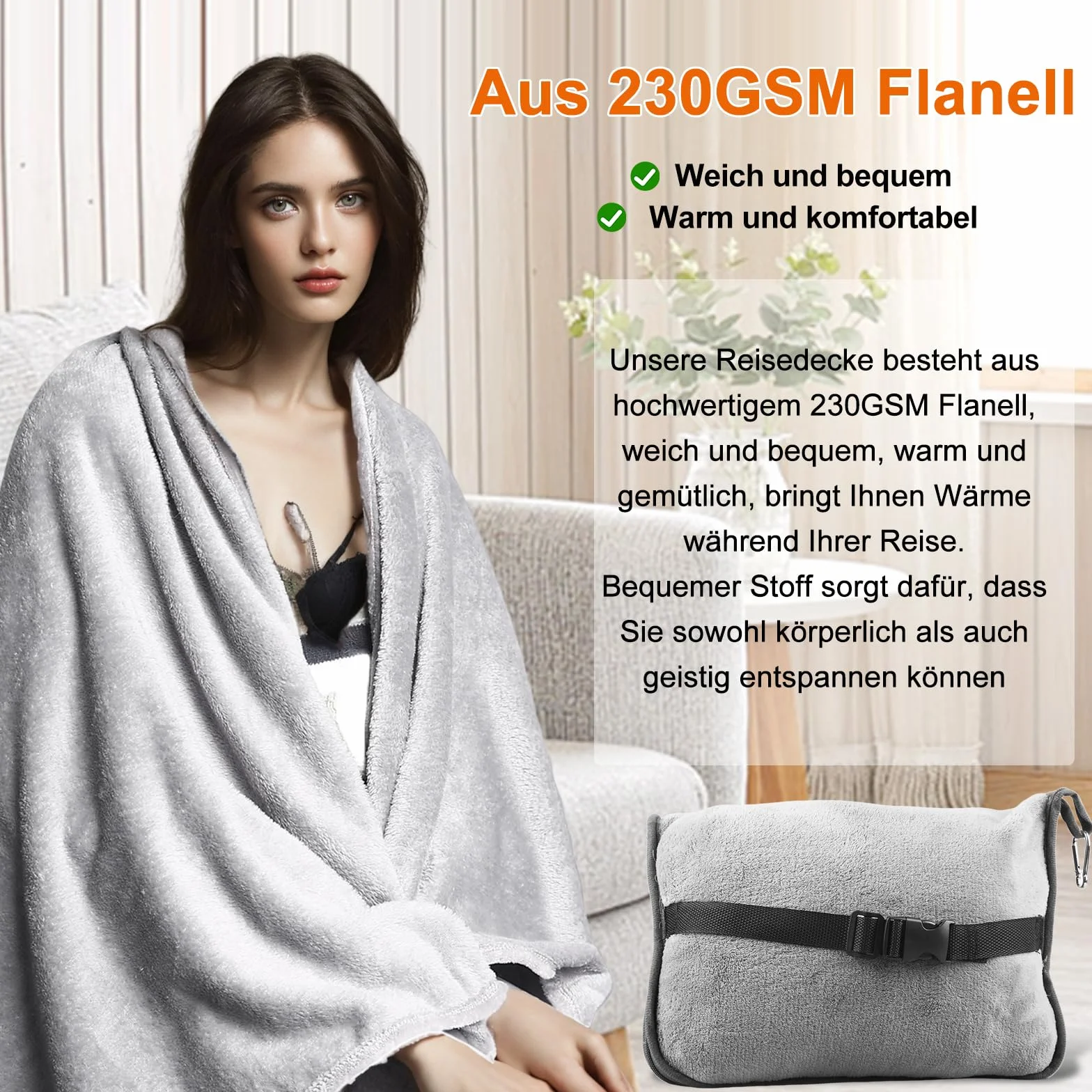 HOSPAOP Coperta da Viaggio per Aereo, Coperta da Viaggio 2 in 1, Coperta da Viaggio Portatile per Aereo (127 * 152CM) con Mascherina per Dormire e Tappi per le Orecchie, Cuscino da Viaggio per Viaggi
