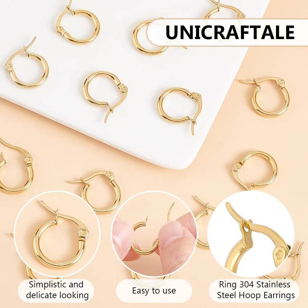 UNICRAFTALE Orecchini A Cerchio Dorati Ipoallergenici In Acciaio Inossidabile Con Perno Da Set Earwires Componenti