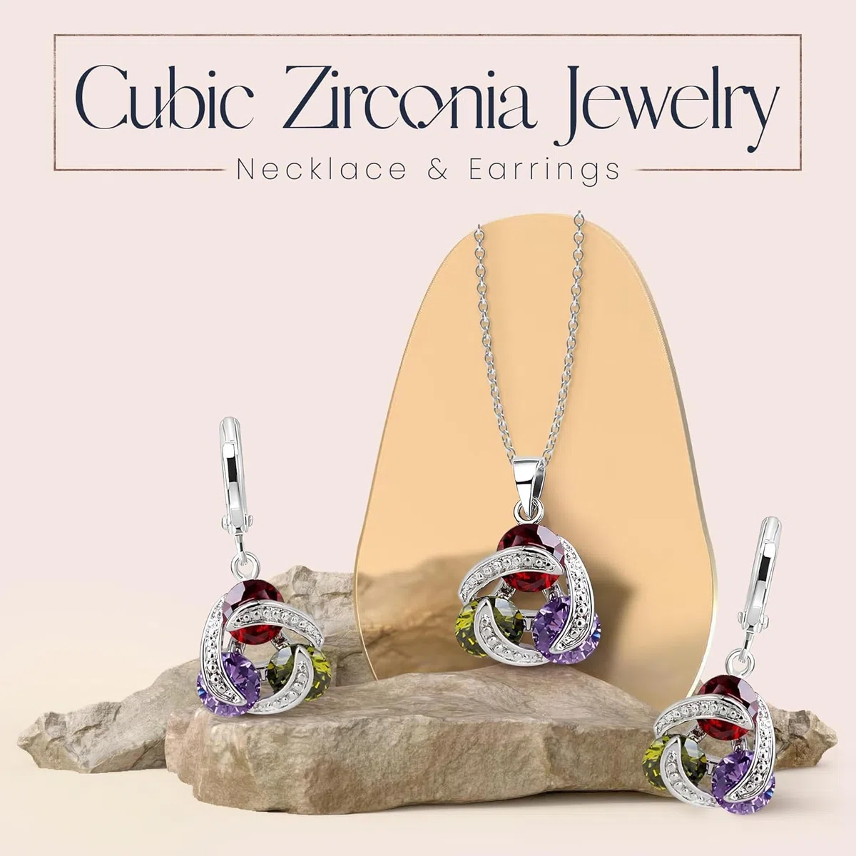 Crystalline Azuria Parure di gioielli da donna con collana e orecchini in zirconia cubica