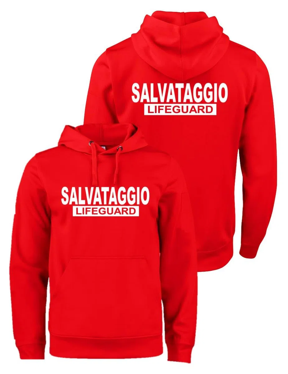 Felpa Salvataggio Lifeguard Cappuccio Premium Uomo