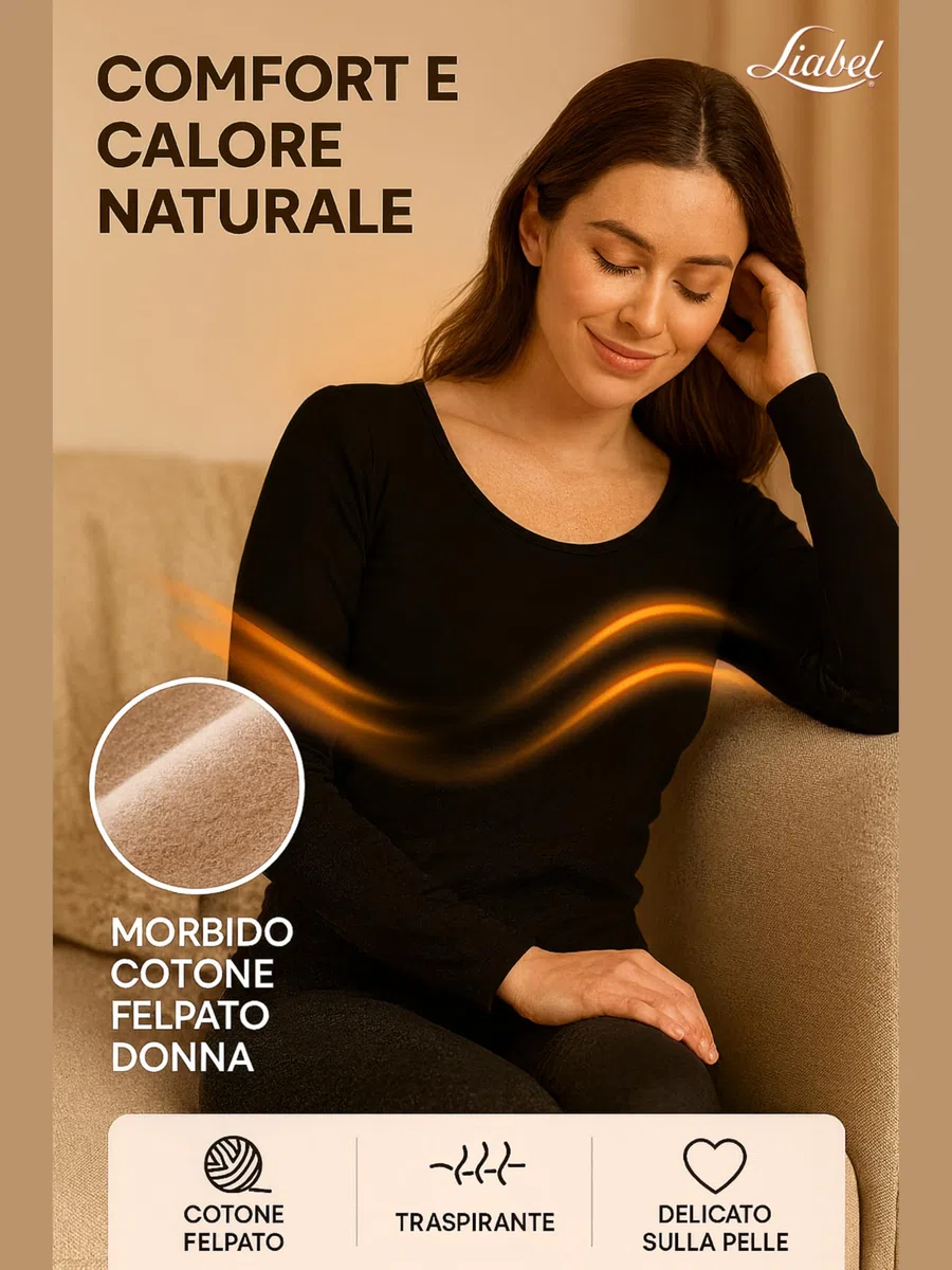Liabel Maglia Caldo Cotone Donna (Confezione da 2) - Maglie Donna Invernali Manica Lunga o Corta Sottogiacca Bianco o Nero S-XL