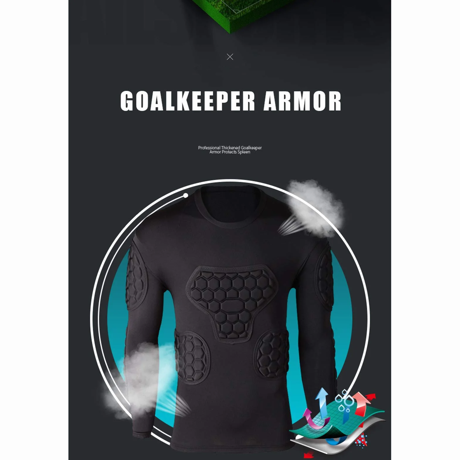 Maglia Portiere,Divisa da Portiere, Divisa da Portiere, Divisa da Allenamento da Competizione, Pantaloncini Aderenti in Jersey a Maniche Lunghe Anticollisione