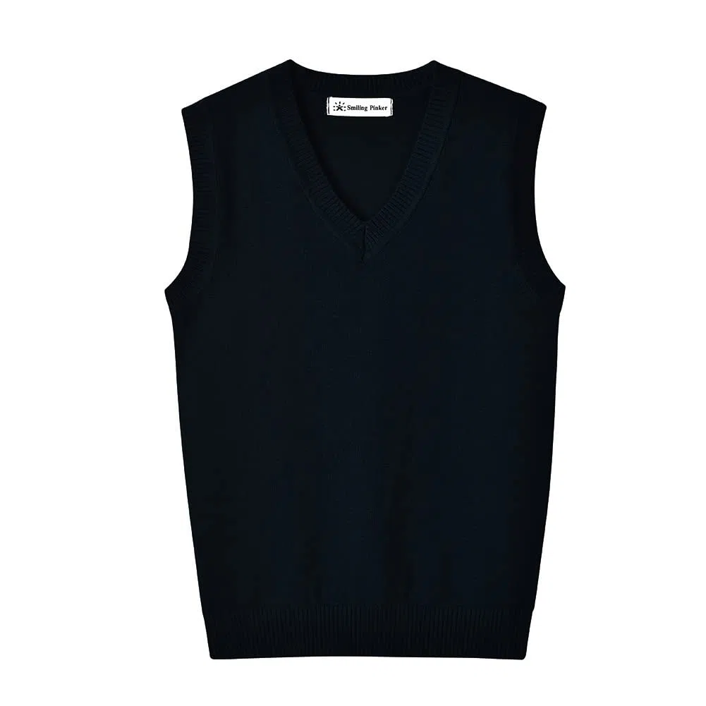 SMILING PINKER Gilet da Bambino in Maglia con Scollo V per Bambini Cotone Senza Maniche