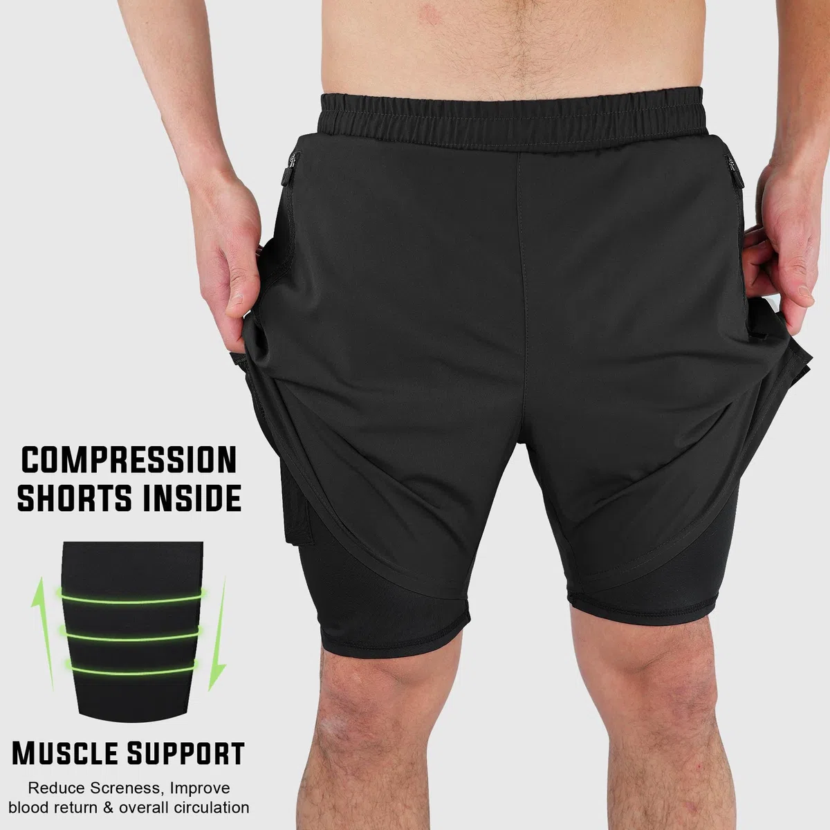 Mytra Fusion Pantaloncini Running Uomo 2 in 1 Pantaloncini Palestra Uomo per molteplici Usi Asciugatura Rapida Allenamento Fitness Training Corto