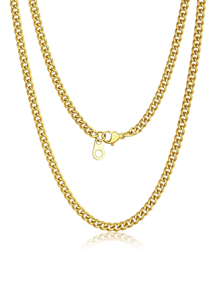 Suplight Collana Uomo Donna in Acciaio Inossidabile a Catena Maiglia Cubana Miami Colore Oro/Argento/Nero Larghezza 3/6/9 mm Lunghezza 36/46/51/56/61/66/71/76 cm Stile Hip Hop Punk