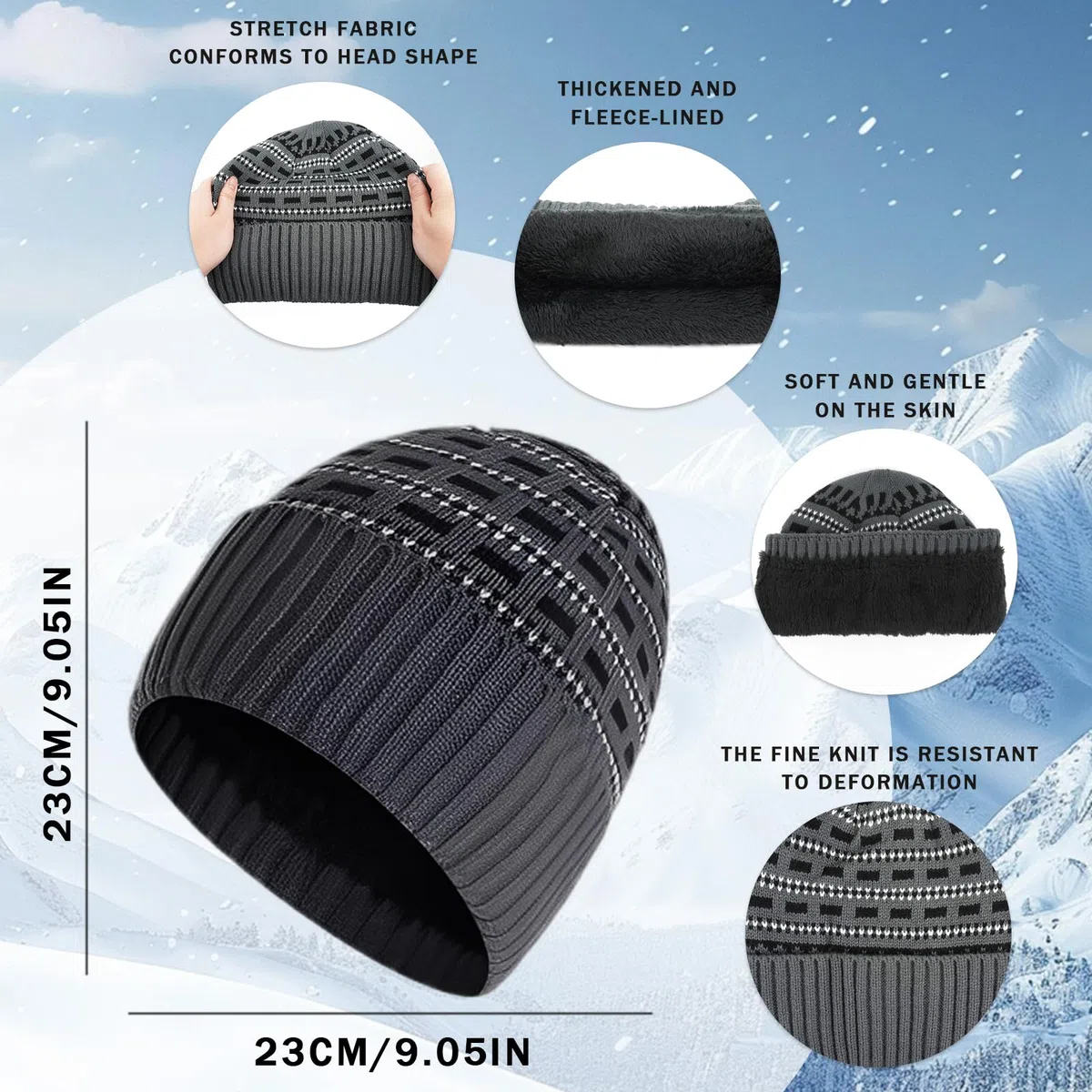 Cappello Sciarpa e Guanti Set Guanti da Uomo Touch Screen Berretto Foderato in Pile Elasticizzato Cappello Sciarpa Inverno Termico 3 PZ Set Regalo per Uomo