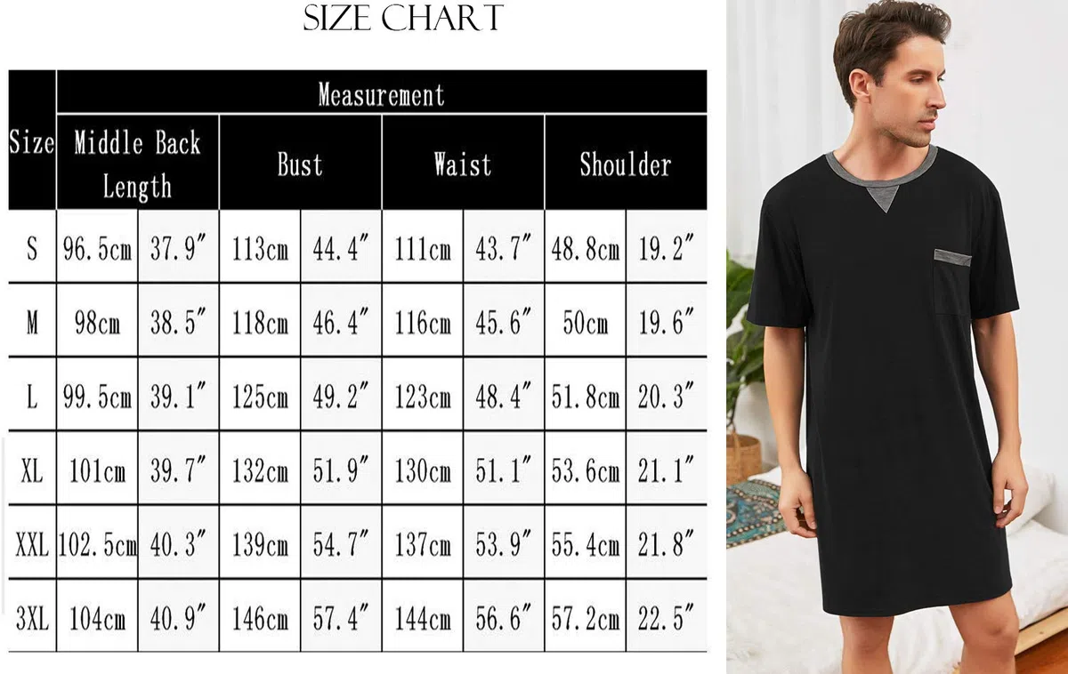 Enjoyoself Uomo Maglie Pigiama in Cotone Camicie Lunghe da Notte Pigiama Comoda Maniche Corte