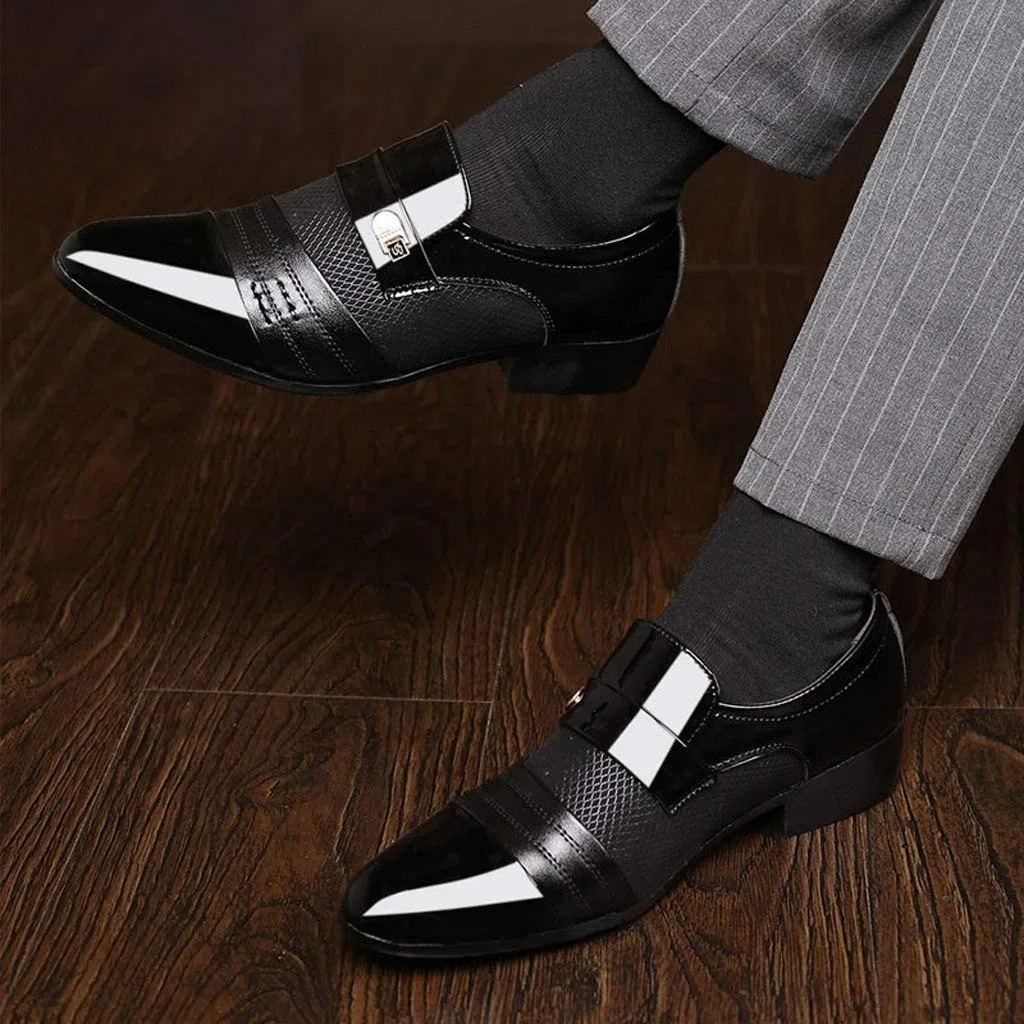 Scarpe da uomo in pelle, leggere, Oxford, in pelle, business, eleganti, da sposa, classiche, in vernice