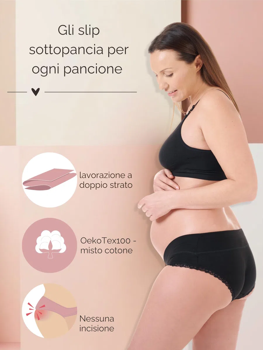 Herzmutter Mutande Premaman Cotone - Oeko Tex 100 - Set da 3 - Gravidanza - Mutandine Premaman - Slip maternità - 5730
