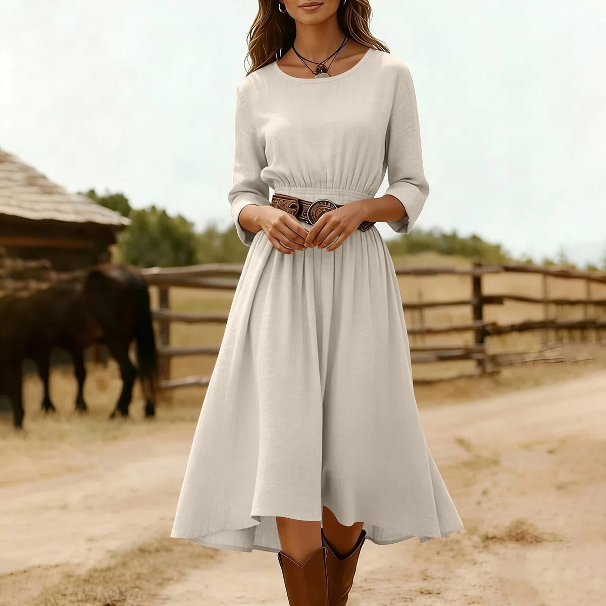 HAOLEI Vestito Bianco Donna Estivo Lino Manica Corta Vestito Lungo Tinta Unita Abiti da Spiaggia in Lino di Cotone Abito Allentato Casual Vacanza Festa Copricostume Mare per la Primavera e L'Estate