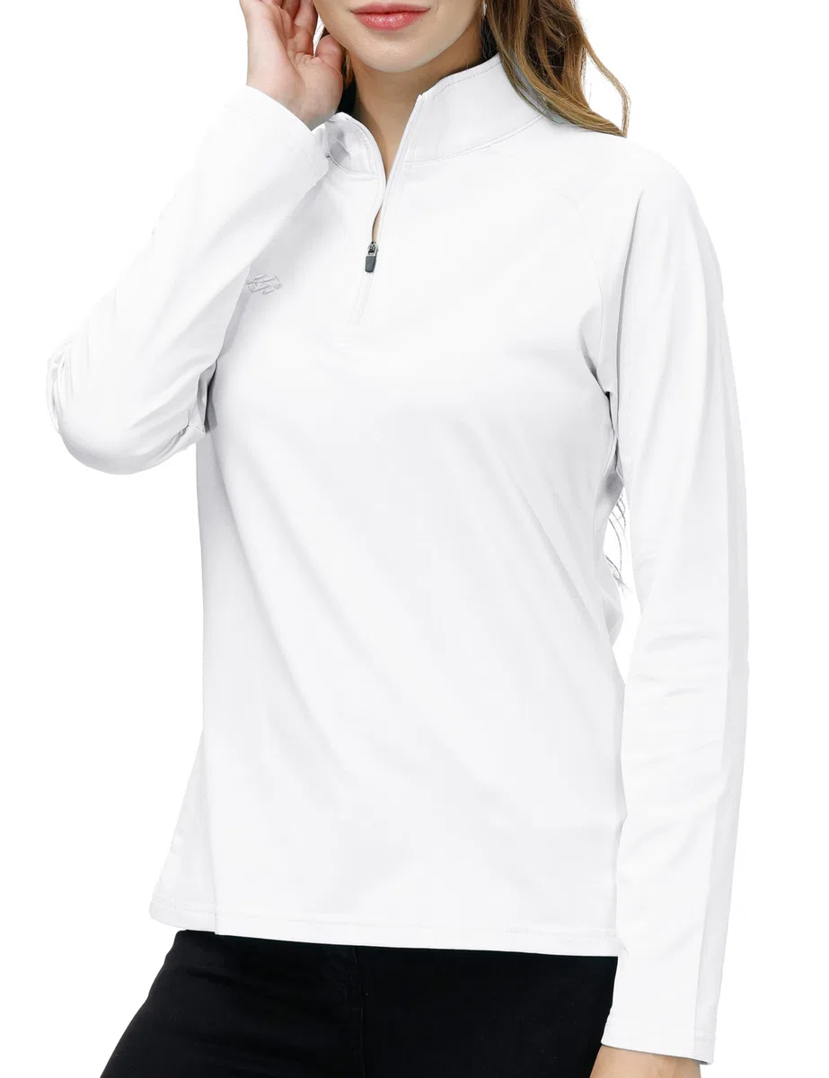 Donna 1/4 Zip Maglietta da Corsa Maniche Lunghe Sportivo UPF 50+ Yoga Fitness Ciclismo Outdoor Escursionismo Tops…