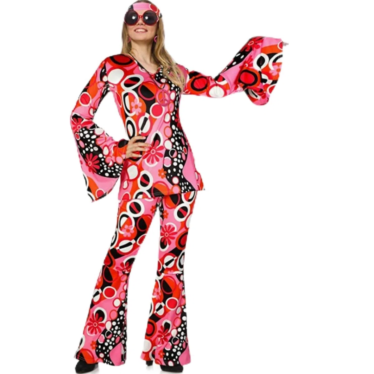 Top Stampati in Costume Europeo e Americano di Halloween, Set di Pantaloni a Zampa d'elefante Stile Hip-Hop + Set da 3 Pezzi per Foulard-Design-L