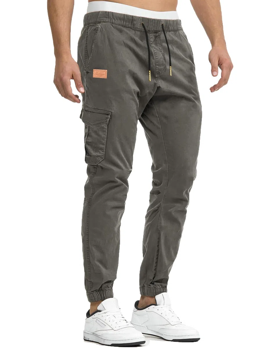 Pantaloni Cargo Uomo in Cotone Leggero con Coulisse e Tasche Laterali Pantaloni Casual Jogger Slim Fit per Tutte Le Stagioni