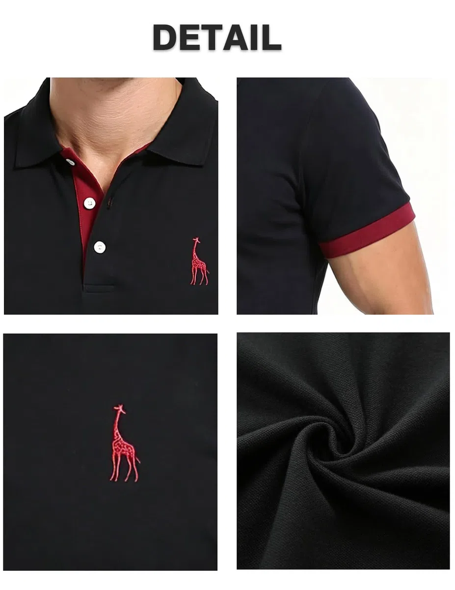LIUPMWE Polo Uomo Manica Corta Ricamo Giraffa Cotone Moda Comodo vestibilità Slim Golf Poloshirt Sportive Shirt