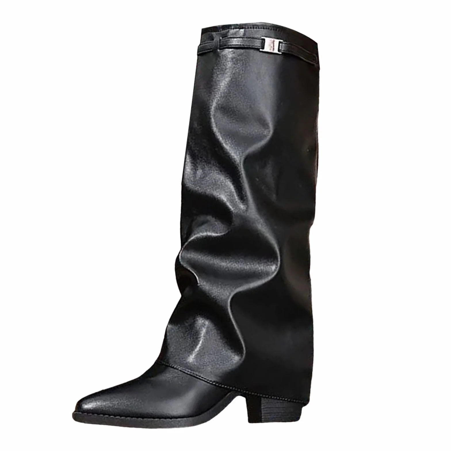 MJGkhiy Stivali Donna Invernali Con Tacco Comodi Stivaletti Texani Eleganti Marroni Stivaletto Al Ginocchio Pelle Stivale Con Ghetta Risvolto Caldo Nero Boots Cowboy